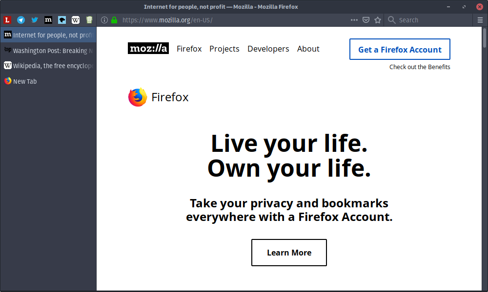 Firefox with vertical tabs